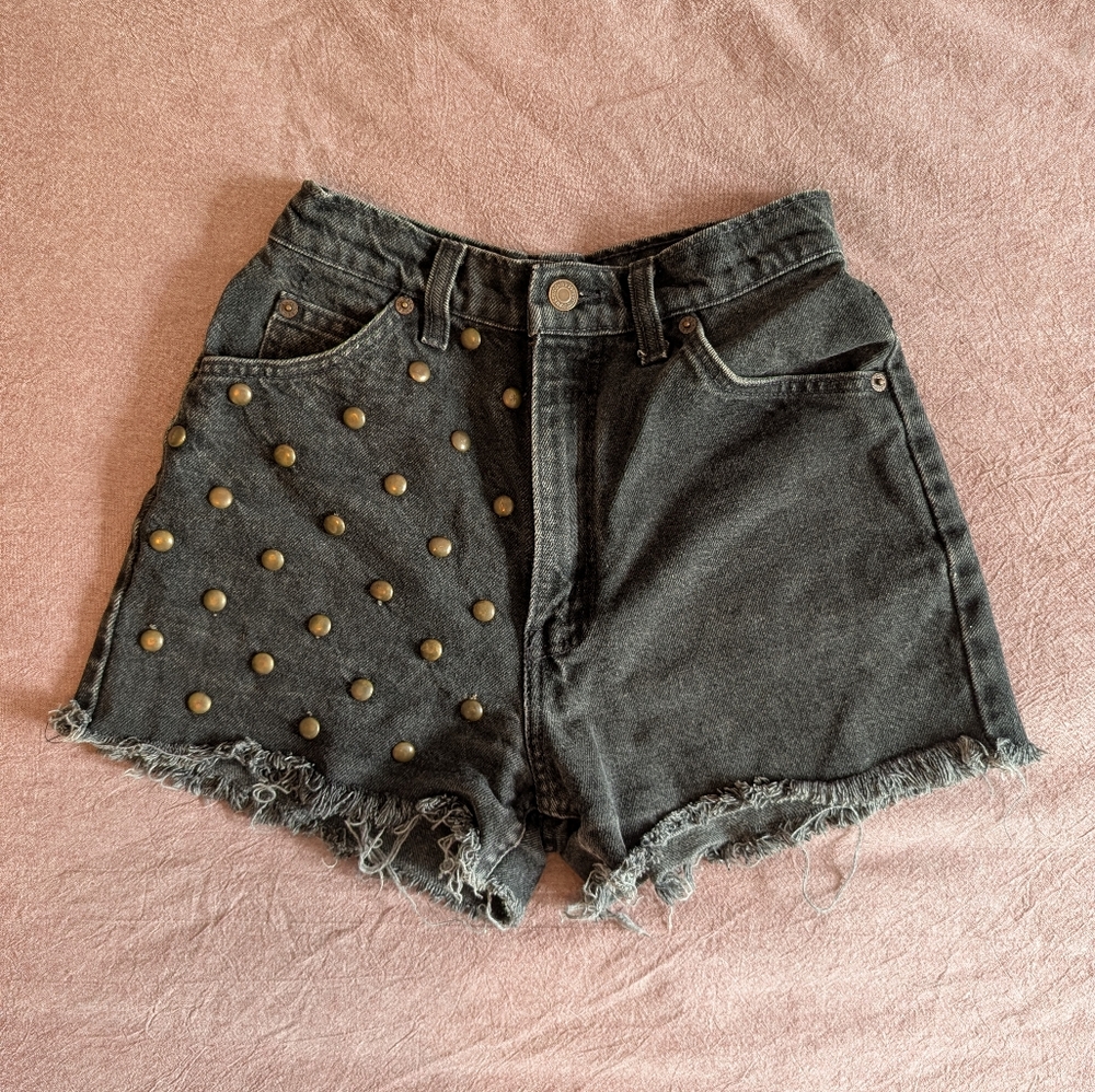 Studded Black Denim Shorts
